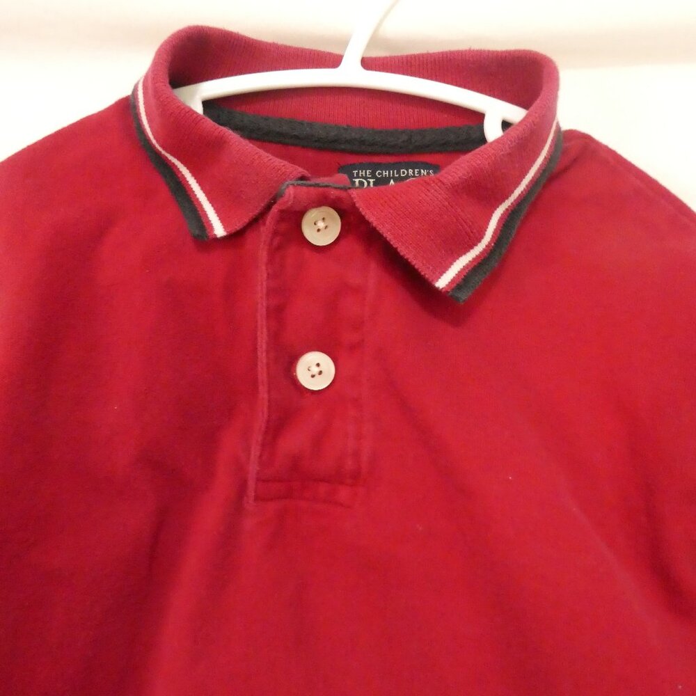 CHILDREN'S PLACE | xs - extra small (4) | Red Long Sleeve Polo Shirt | Stripes